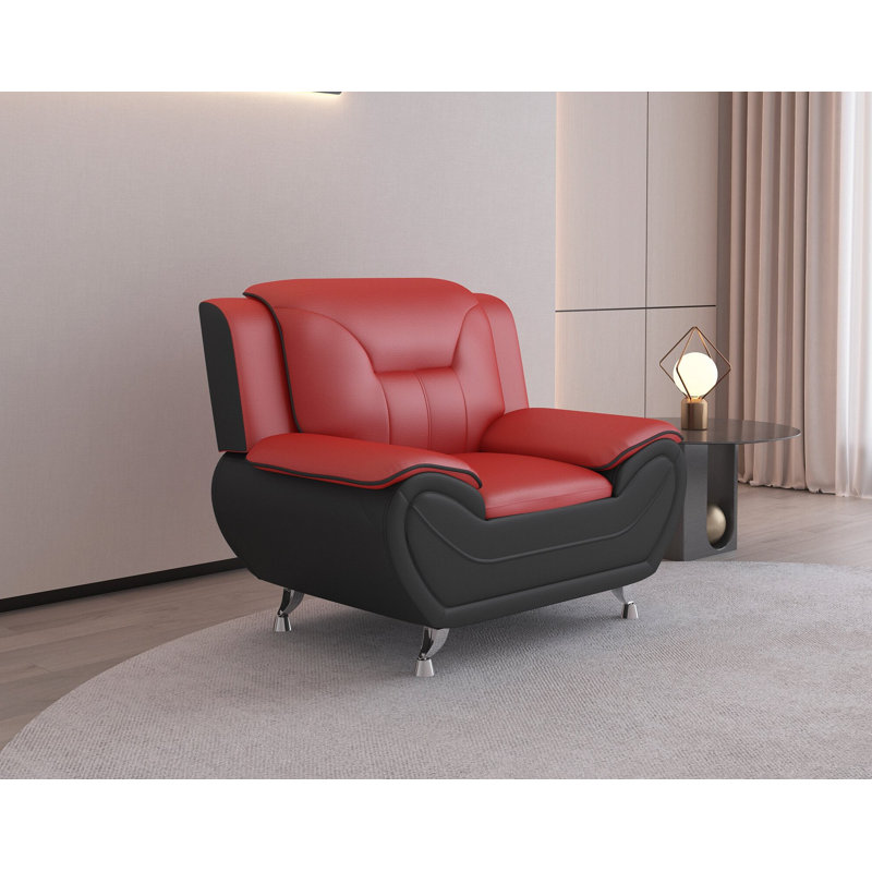 Wayfair red leather chair sale